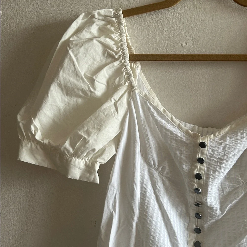 Maeve Puff-Sleeve White Sweetheart Top Size XS